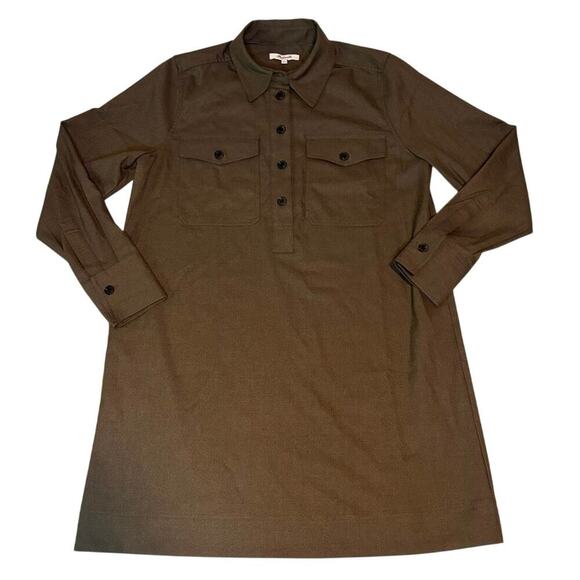 Madewell Olive Utility Twill Shirt Dress M Long Sleeve Mini NWT - Picture 5 of 9